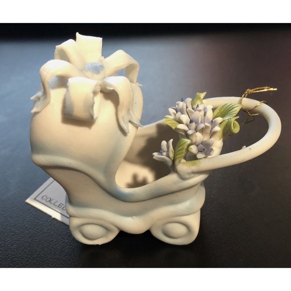 Porcelain Blue Baby Carriage Arte Porcelain designed by JS Collection Signed - Picture 6 of 12